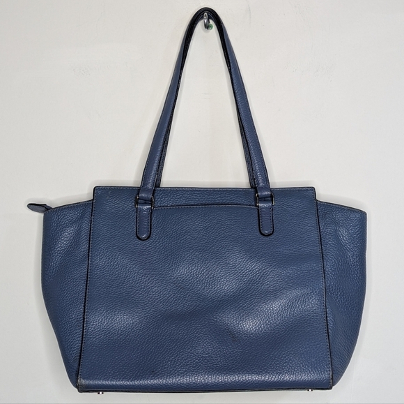 Kate Spade Blue Pebbled Leather Satchel Tote Bag - Picture 10 of 16